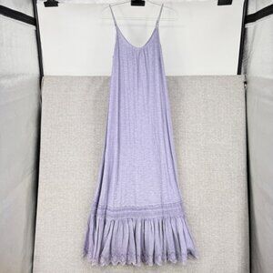 Daily Practice Anthropologie Maxi Dress Womens Size M Purple Eyelet Ruffle Boho